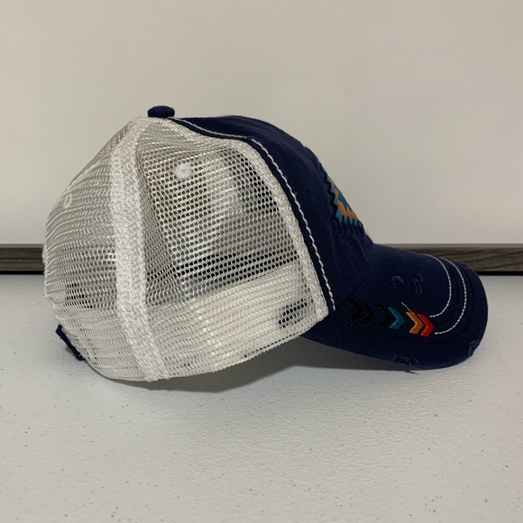 Catchfly "Fate Loves the Fearless" Distressed Ponytail Baseball Hat/Cap-OS NWT - Picture 2 of 10